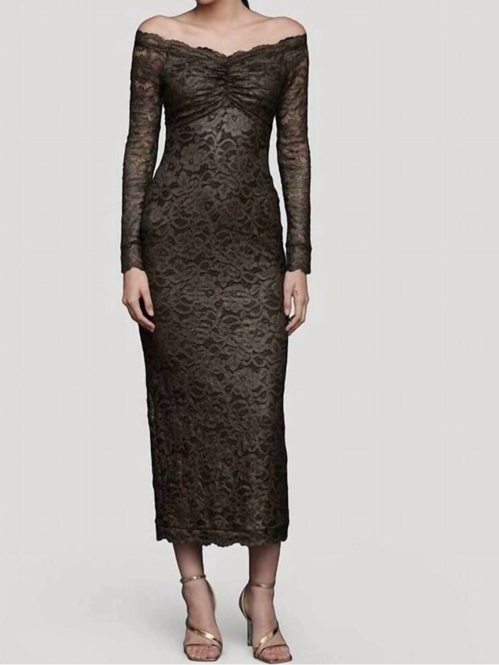 NWT Avec Les Filles Off-Shoulder Lace Midi Dress
